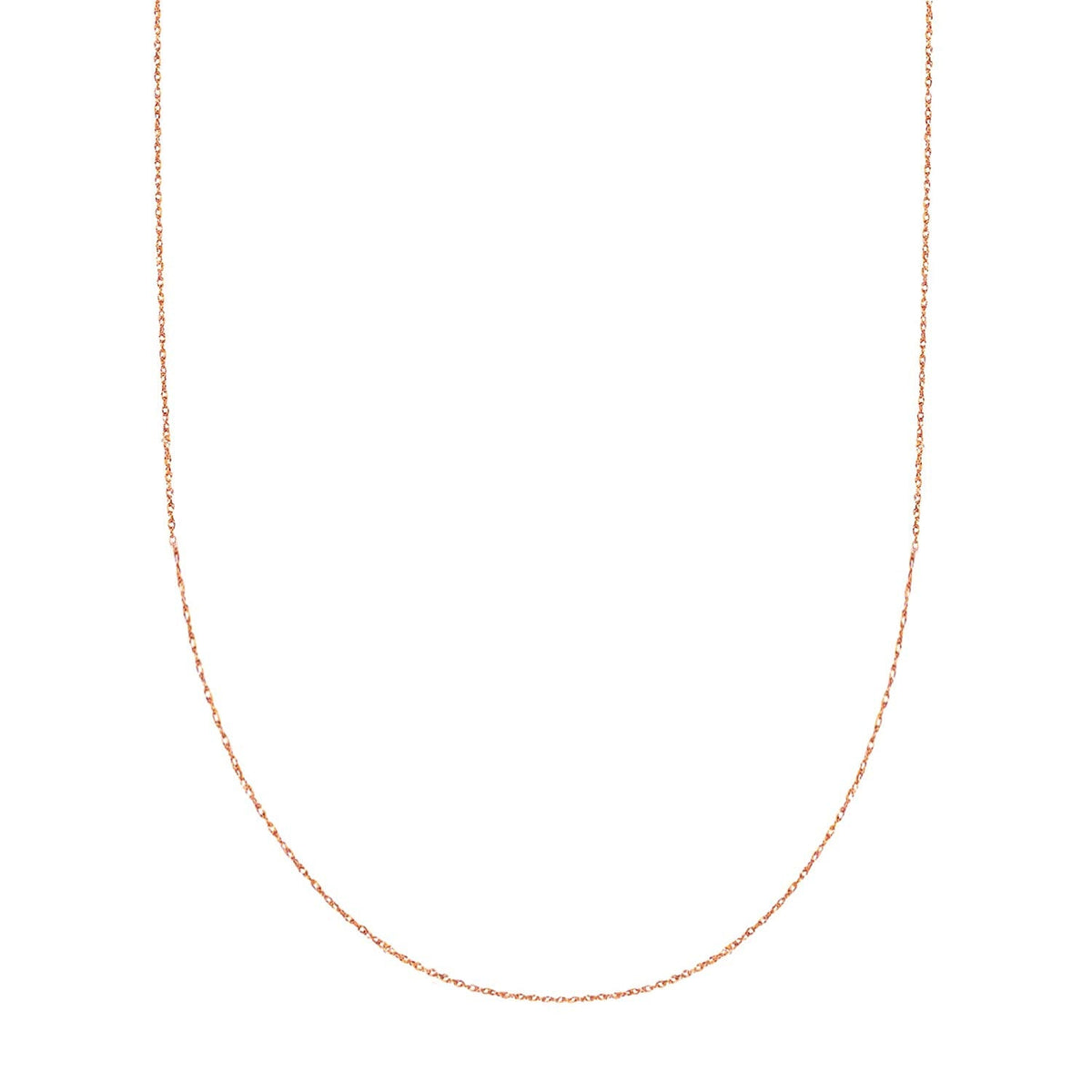 14k Rose Gold Rope Chain Necklace, 0.7mm, 18" - JewelryAffairs