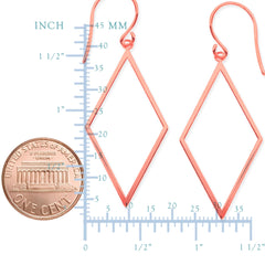 14K Rose Gold Shiny Drop Triangle Earrings