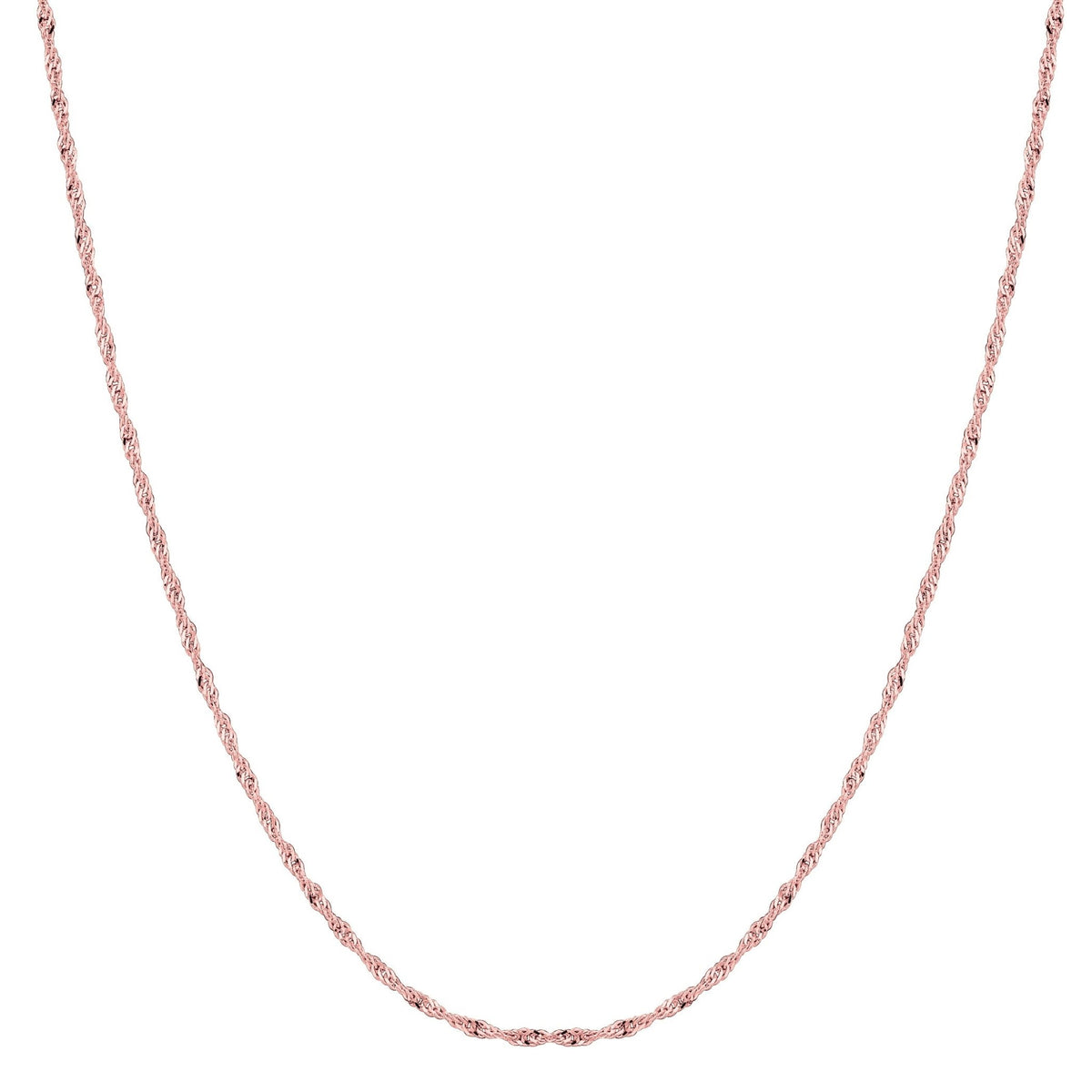 14k Rose Gold Singapore Chain Necklace, 1.0mm - JewelryAffairs