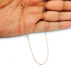14k Rose Gold Singapore Chain Necklace, 1.0mm