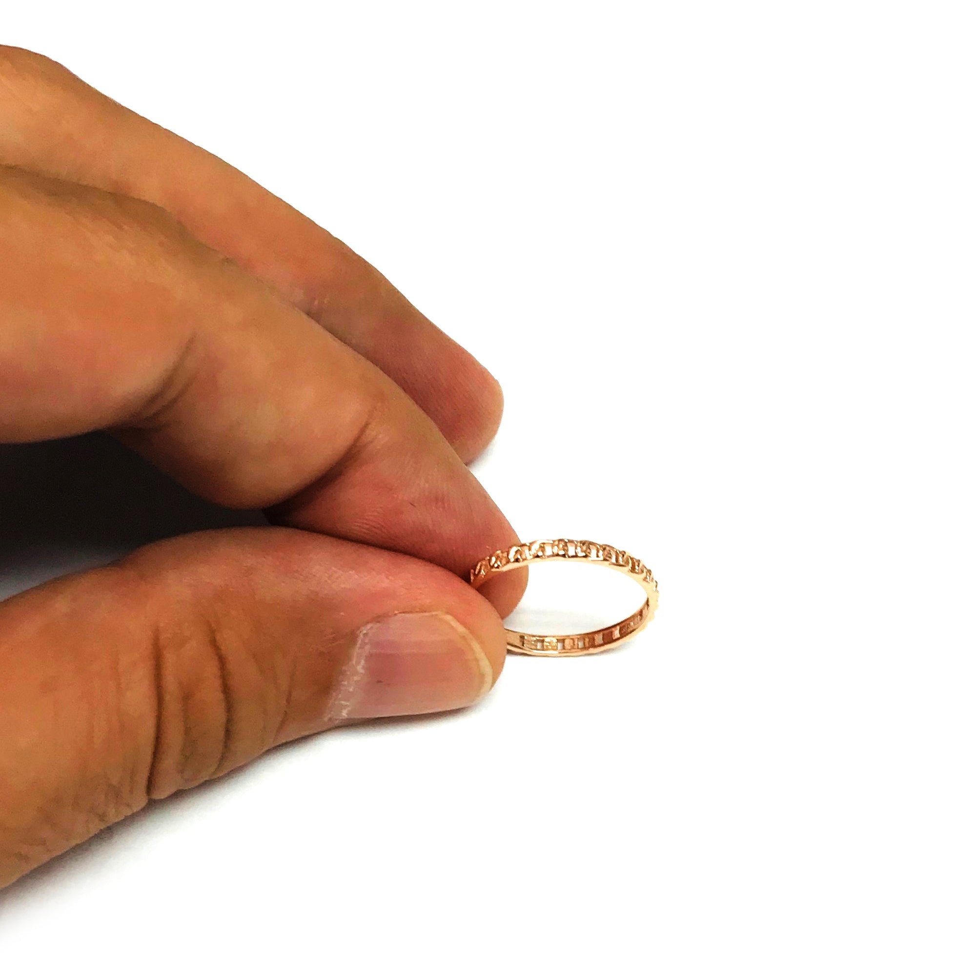 14k Rose Gold Twisted Cable Womens Ring, Size 7 - JewelryAffairs
