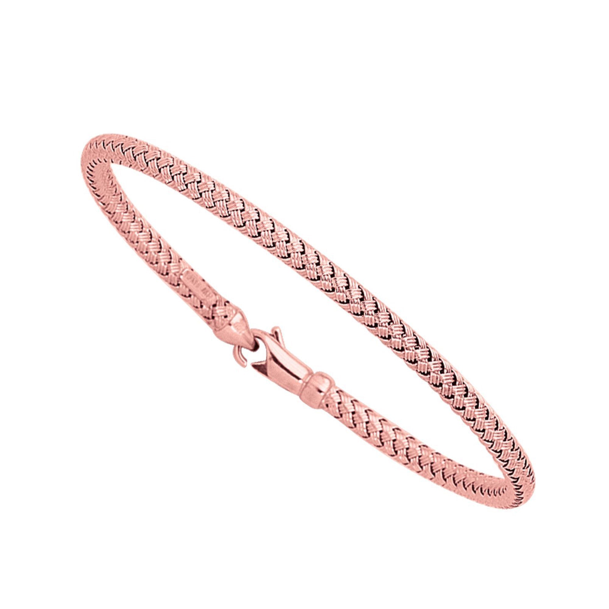 14k Rose Gold Weaved Women's Bangle Bracelet, 7.25" - JewelryAffairs