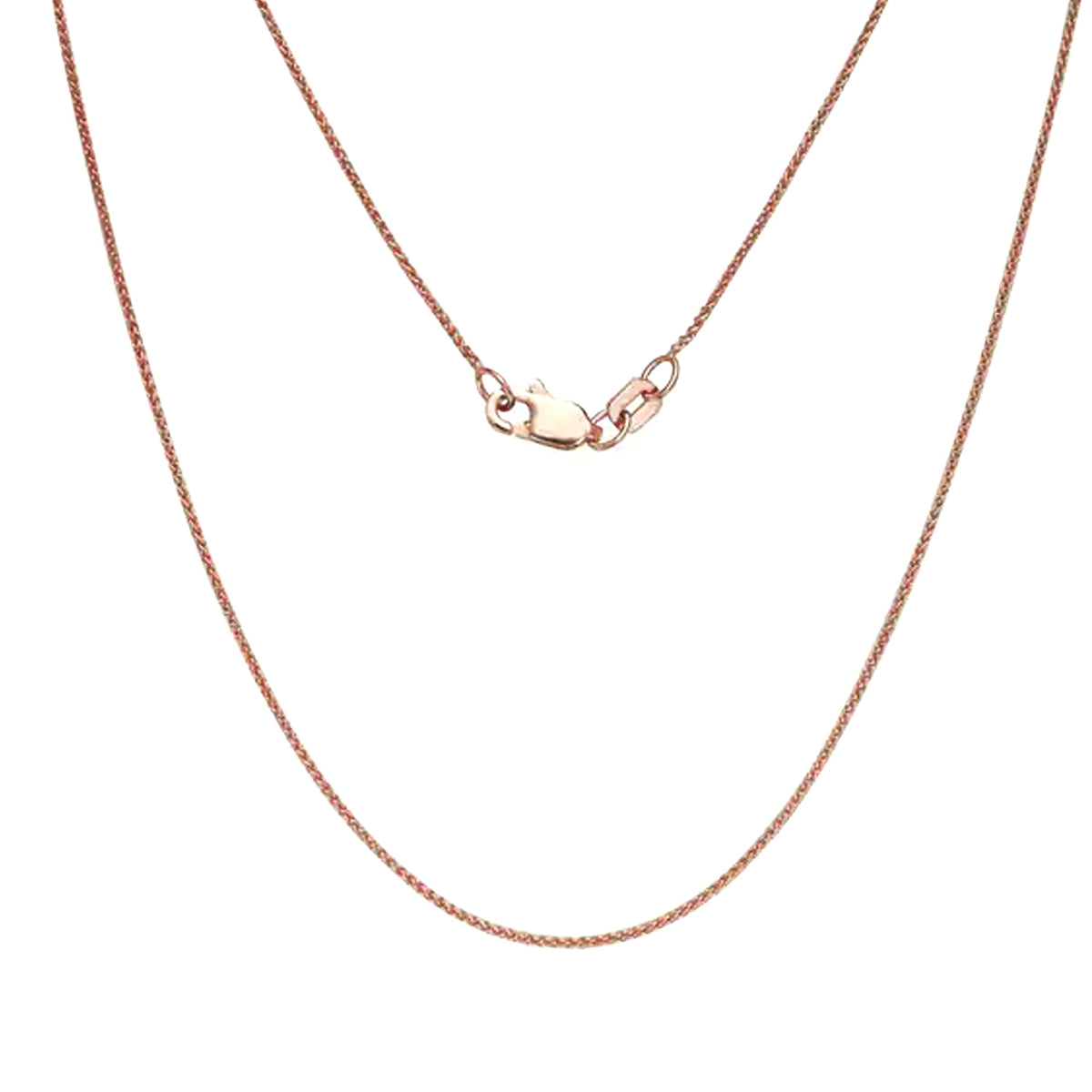 14k Rose Gold Wheat Chain Necklace, 0.6mm, 18" - JewelryAffairs