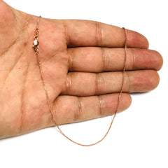 14k Rose Gold Wheat Chain Necklace, 0.6mm, 18" - JewelryAffairs