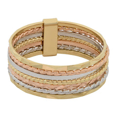 14k Tricolor Gold Seven Days 7 Blessings Stack Ring, 6.7mm - JewelryAffairs