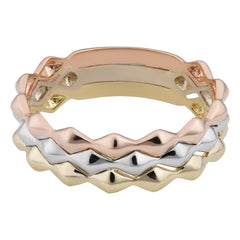 14k Tricolor Gold Triple Band Stackable Style Ring - JewelryAffairs
