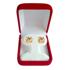 14k Tricolor Textured And Shiny Love Knot Stud Earrings, 10mm - JewelryAffairs