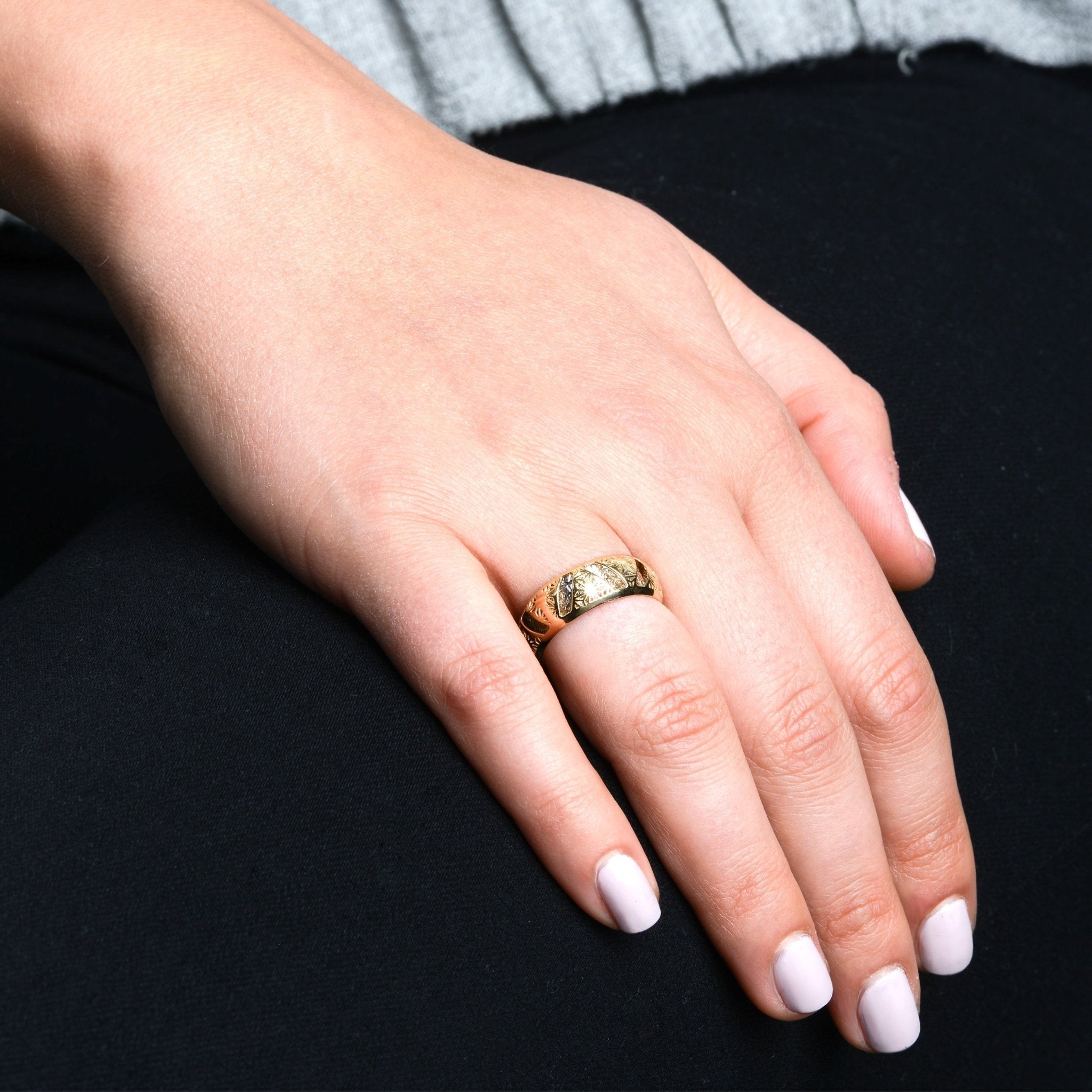 14k Two Tone Gold 7.1mm Filigree Band Ring - JewelryAffairs