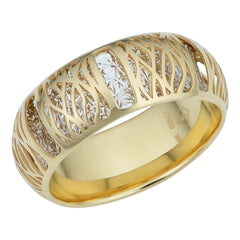 14k Two Tone Gold 7.2mm Filigree Band Ring - JewelryAffairs