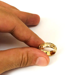 14k Two Tone Gold 7.2mm Filigree Band Ring - JewelryAffairs