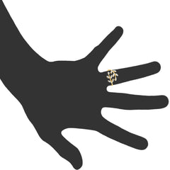 14K Two Tone Gold Diamond Cut Olive Leaf Branch Design Ring, Size 7 - JewelryAffairs