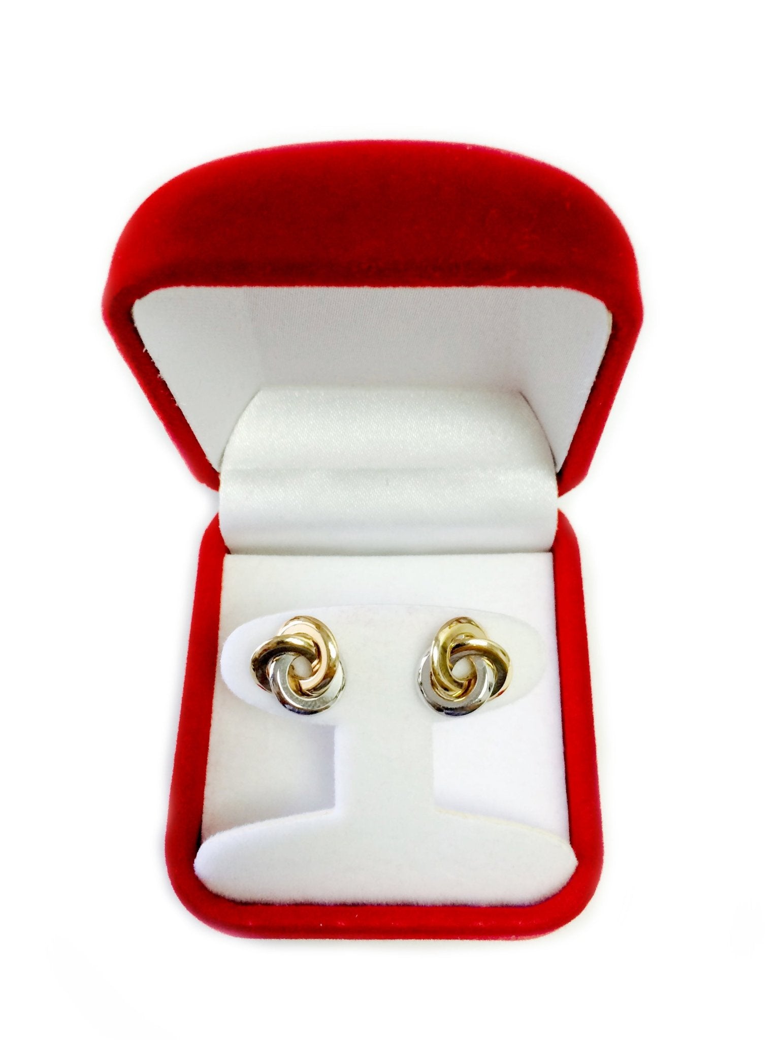 14k Two Tone Gold Love Knot Style Stud Earrings, 11mm - JewelryAffairs