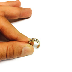 14K White And Yellow Gold Diamond Cut And Millgrain Design Adjustable Toe Ring 6mm - JewelryAffairs