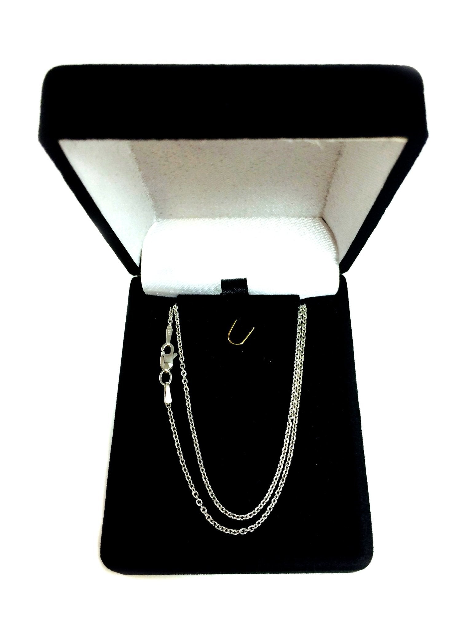 14k White Diamond Cut Gold Cable Link Chain Necklace, 1.1mm - JewelryAffairs