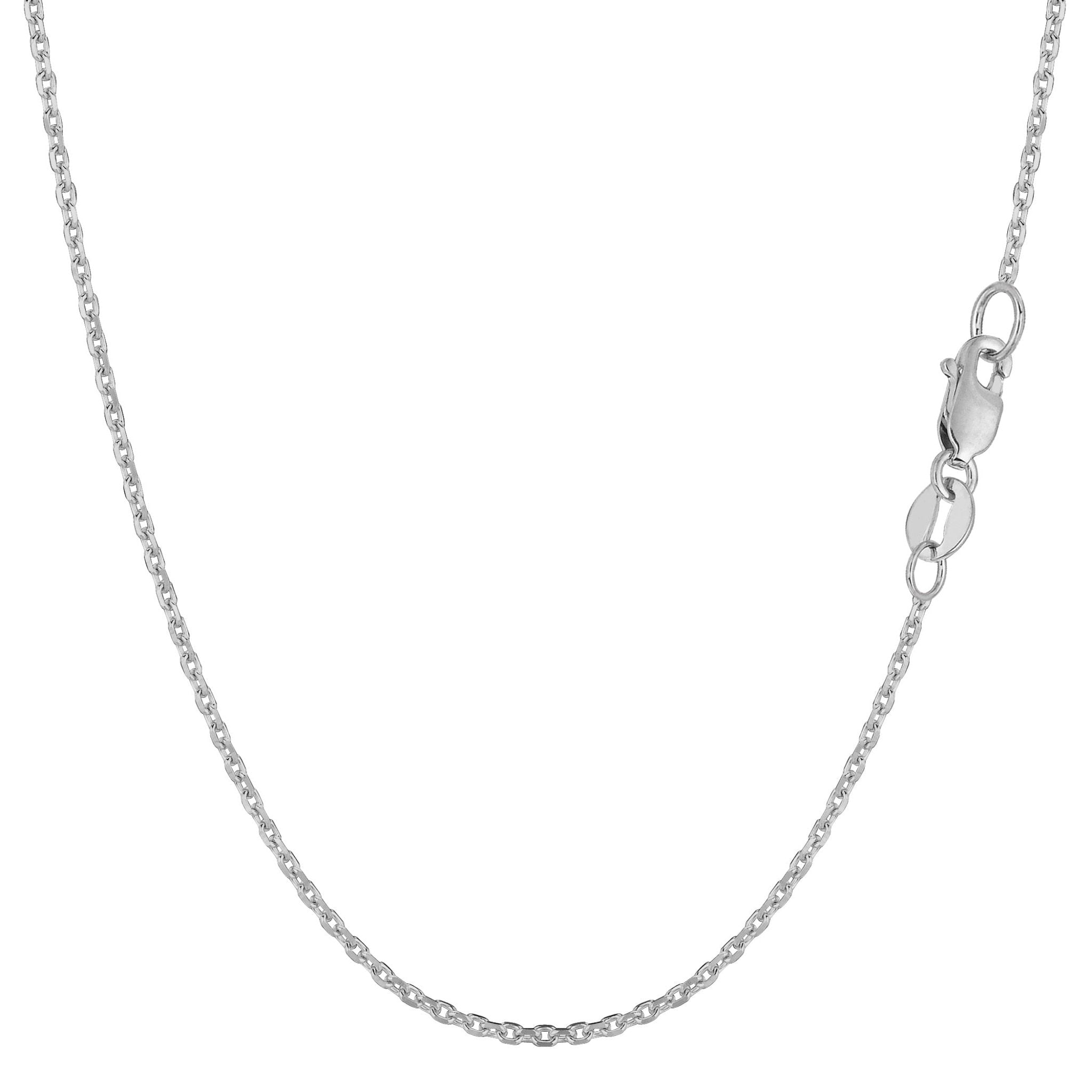 14k White Diamond Cut Gold Cable Link Chain Necklace, 1.1mm - JewelryAffairs