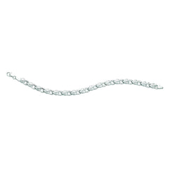14k White Diamond Cut Heart Shapes Links Bracelet, 7.25" - JewelryAffairs