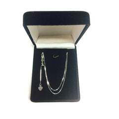 14k White Gold Adjustable Box Link Chain Necklace, 0.7mm, 22" - JewelryAffairs