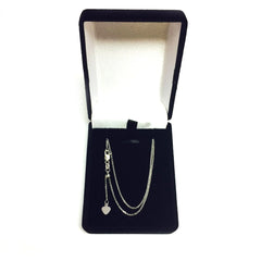 14k White Gold Adjustable Cable Link Chain Necklace, 0.9mm, 22" - JewelryAffairs