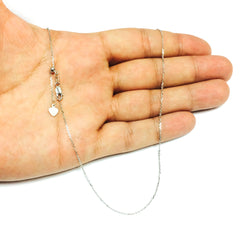 14k White Gold Adjustable Cable Link Chain Necklace, 0.9mm, 22"