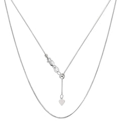 14k White Gold Adjustable Octagonal Snake Chain Necklace, 0.85mm, 22" - JewelryAffairs