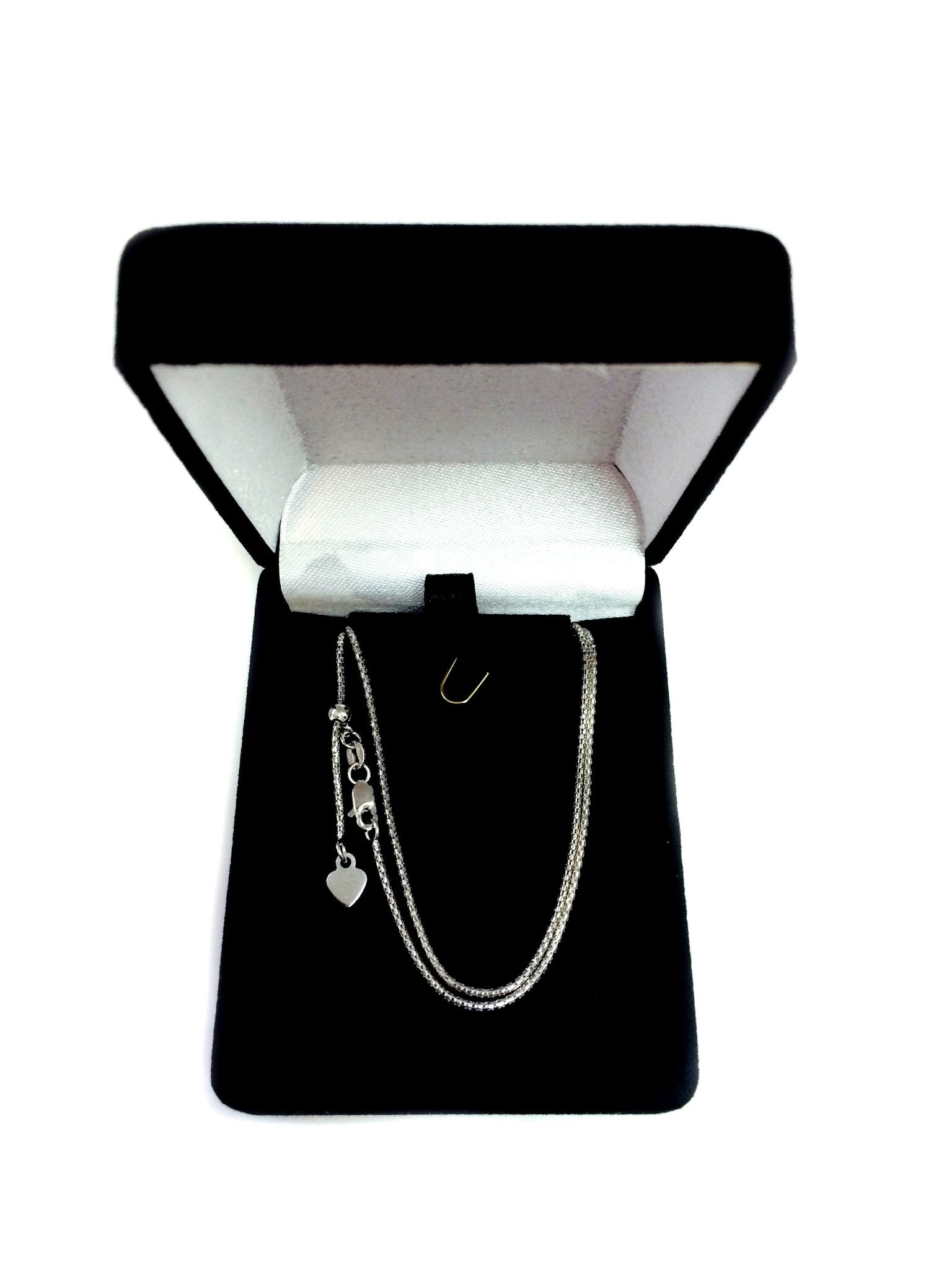 14k White Gold Adjustable Popcorn Link Chain Necklace, 1.3mm, 22" - JewelryAffairs