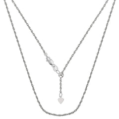 14k White Gold Adjustable Rope Chain Necklace, 1.0mm, 22" - JewelryAffairs