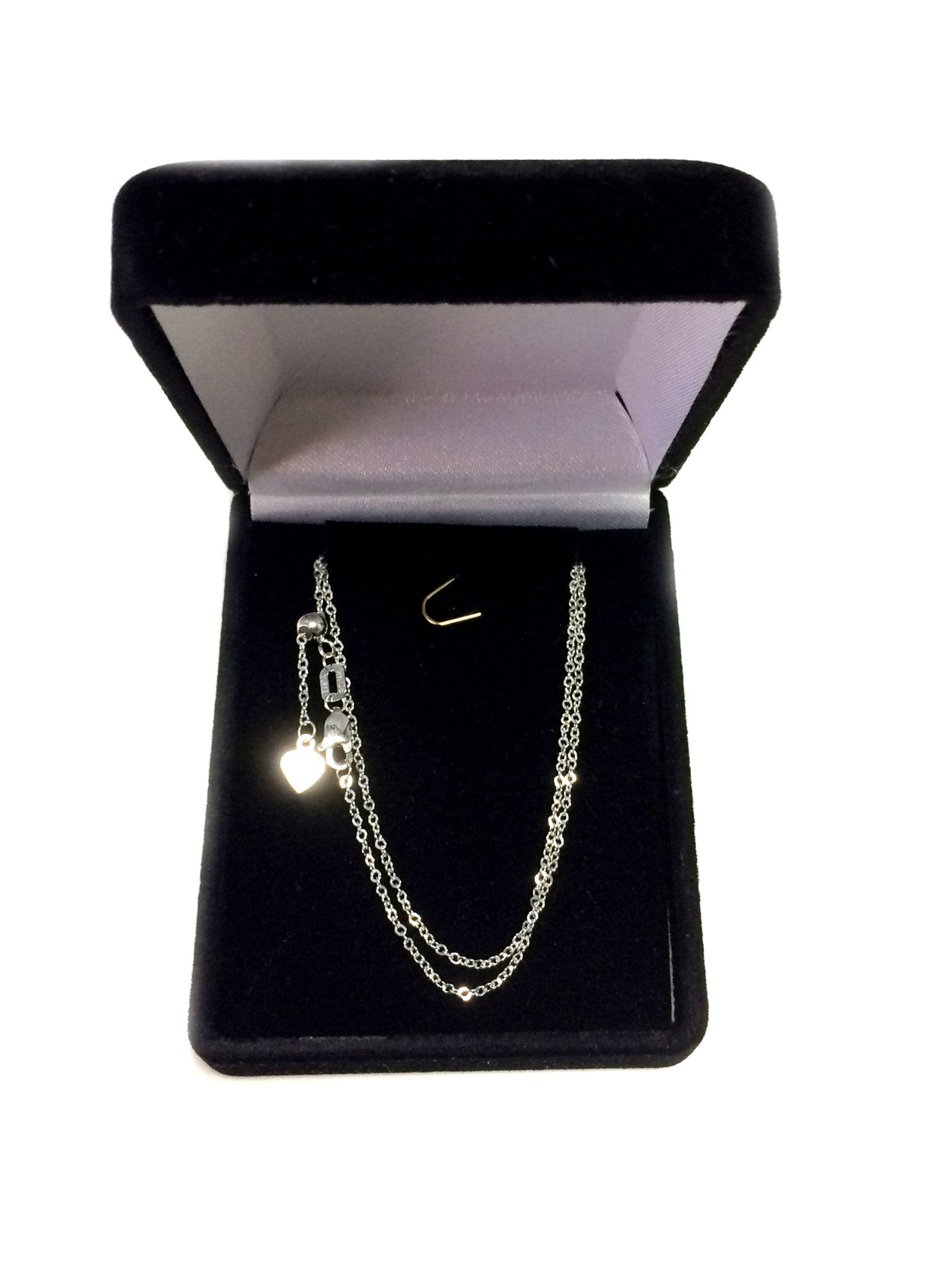 14k White Gold Adjustable Singapore Link Chain Necklace, 1.15mm, 22" - JewelryAffairs