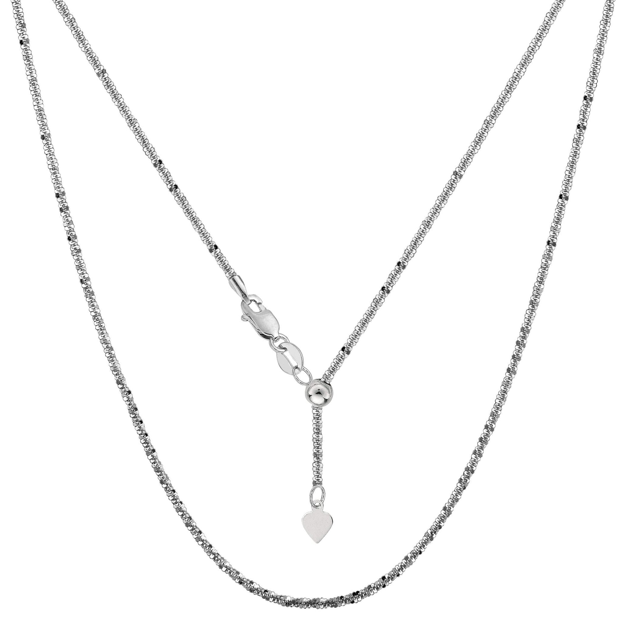 14k White Gold Adjustable Sparkle Chain Necklace, 1.5mm, 22" - JewelryAffairs