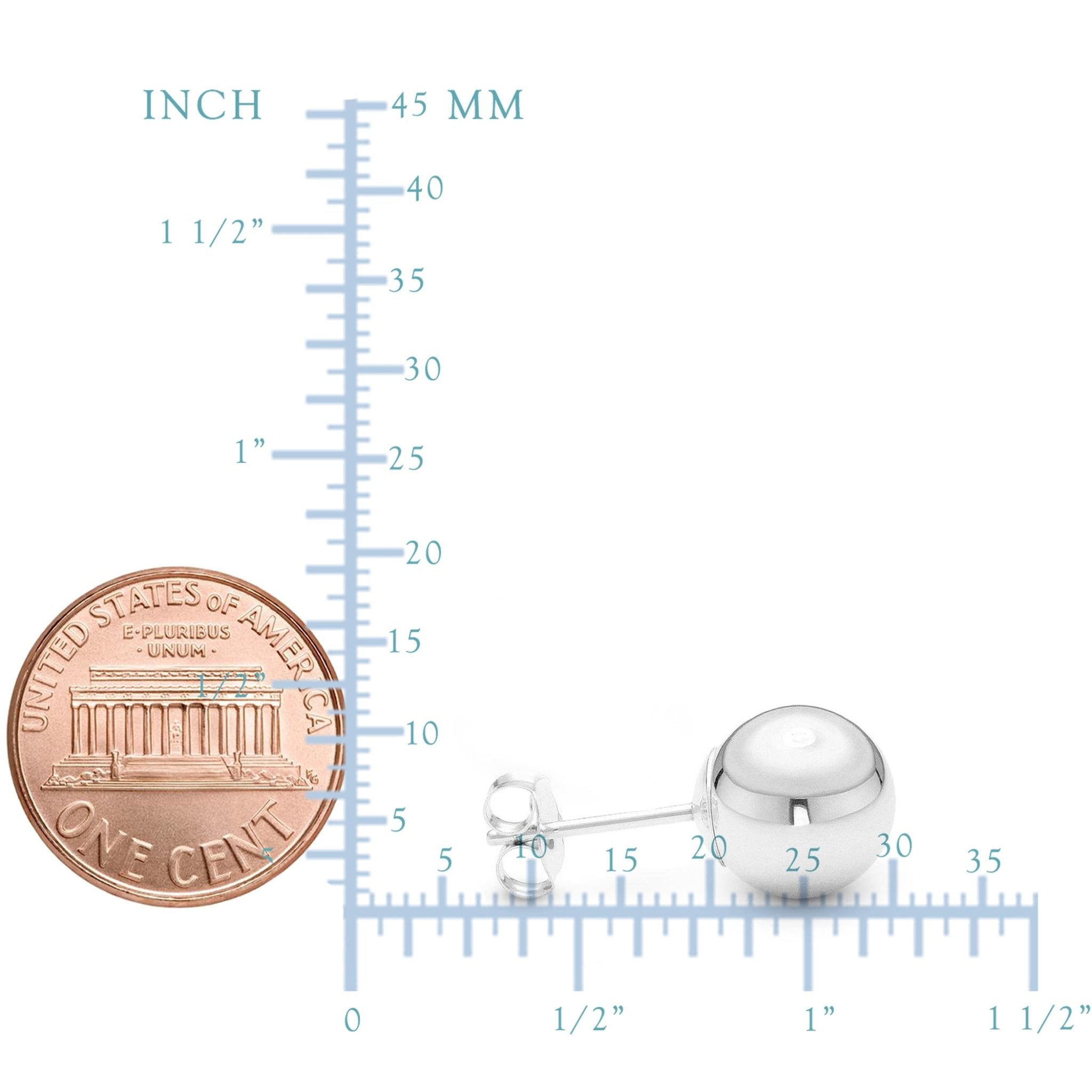 14K White Gold Ball Stud Earrings - JewelryAffairs