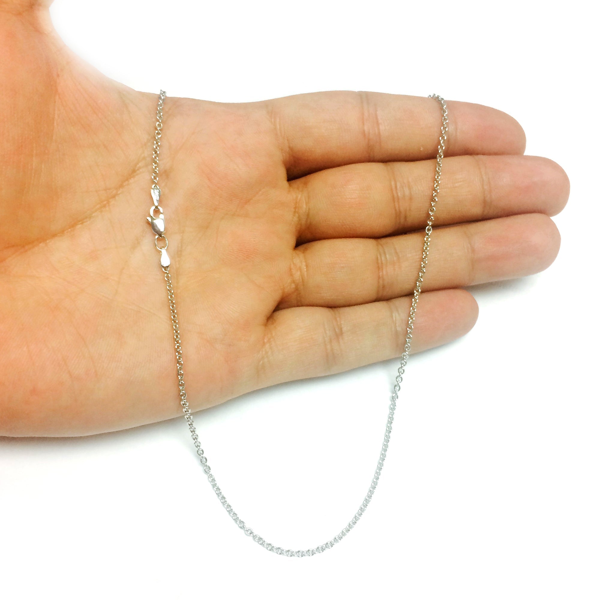 14k White Gold Cable Link Chain Necklace, 1.5mm - JewelryAffairs
