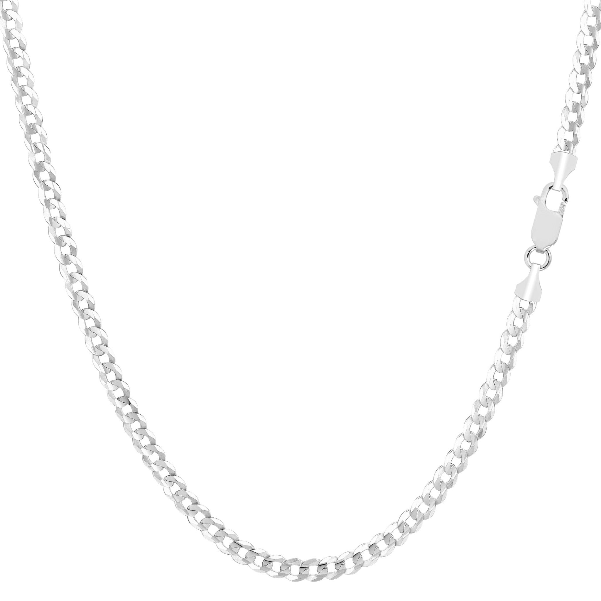 14k White Gold Comfort Curb Chain Necklace, 2.7mm - JewelryAffairs