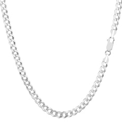 14k White Gold Comfort Curb Chain Necklace, 3.6mm - JewelryAffairs