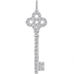 14K White Gold Diamond Crown Key Pendant (0.36ctw - FG Color - SI2 Clarity)