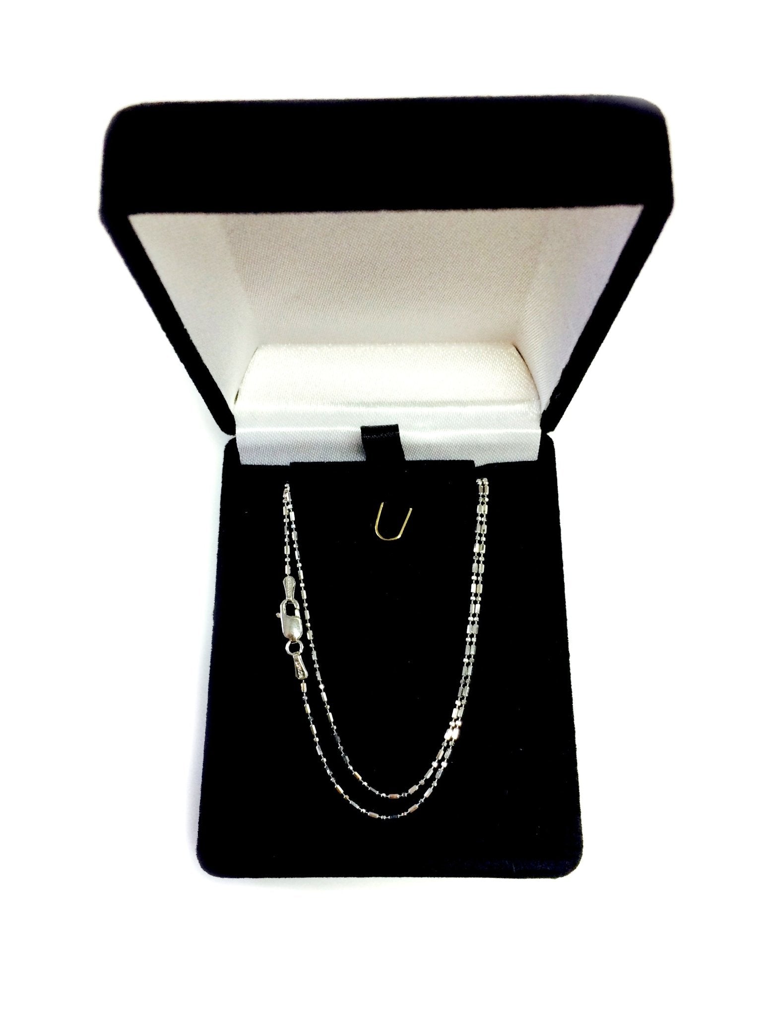 14k White Gold Diamond Cut Bead Chain Necklace, 1.0mm - JewelryAffairs