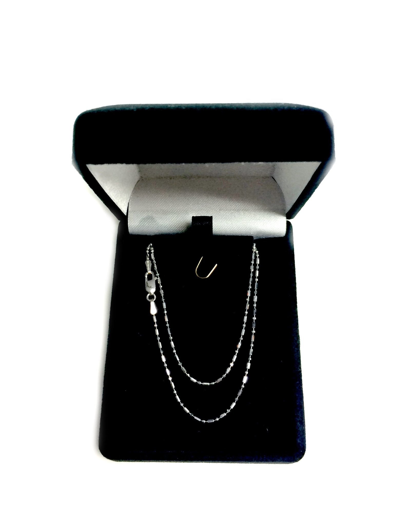 14k White Gold Diamond Cut Bead Chain Necklace, 1.2mm - JewelryAffairs