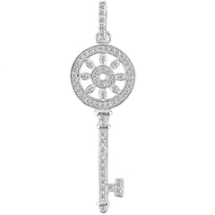 14K White Gold Diamond Floral Key Pendant (0.33ctw - FG Color - SI2 Clarity)