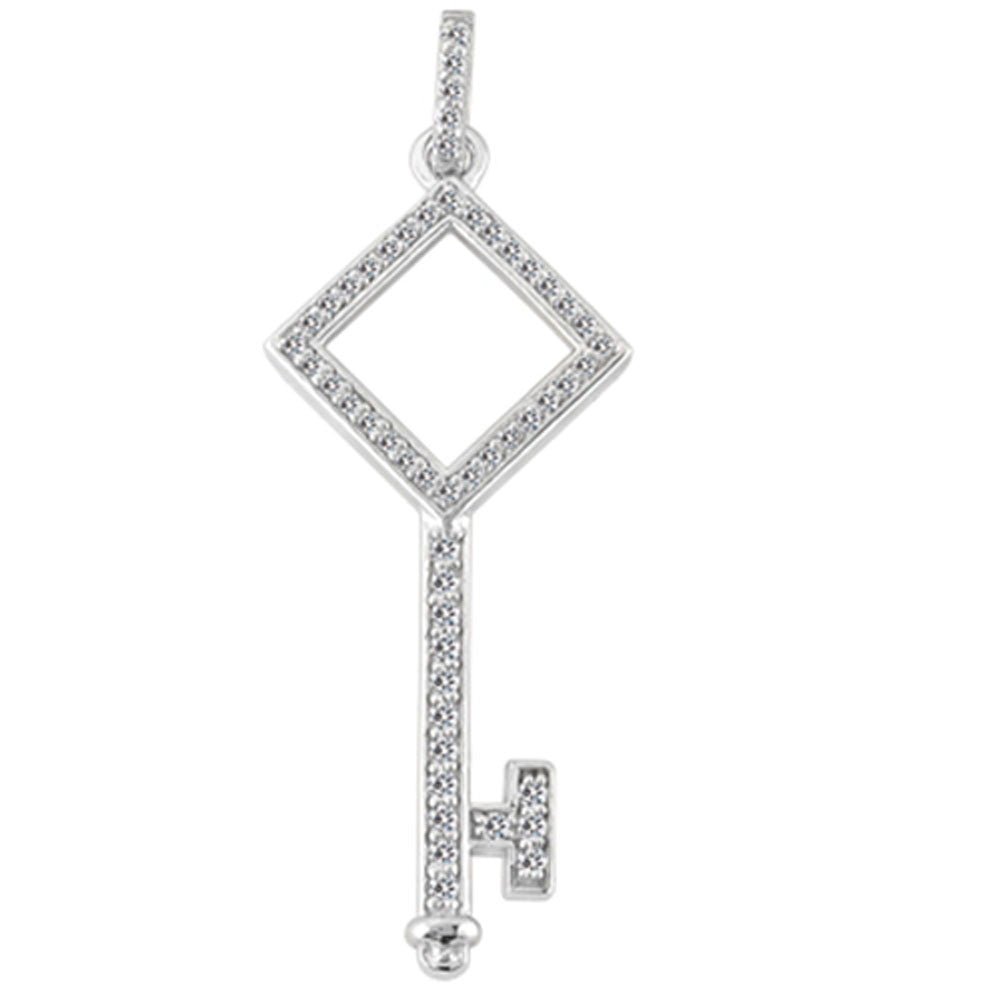 14K White Gold Diamond Polygon Key Pendant (0.33ctw - FG Color - SI2 Clarity)