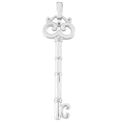 14K White Gold Fancy Bambou Key Pendant