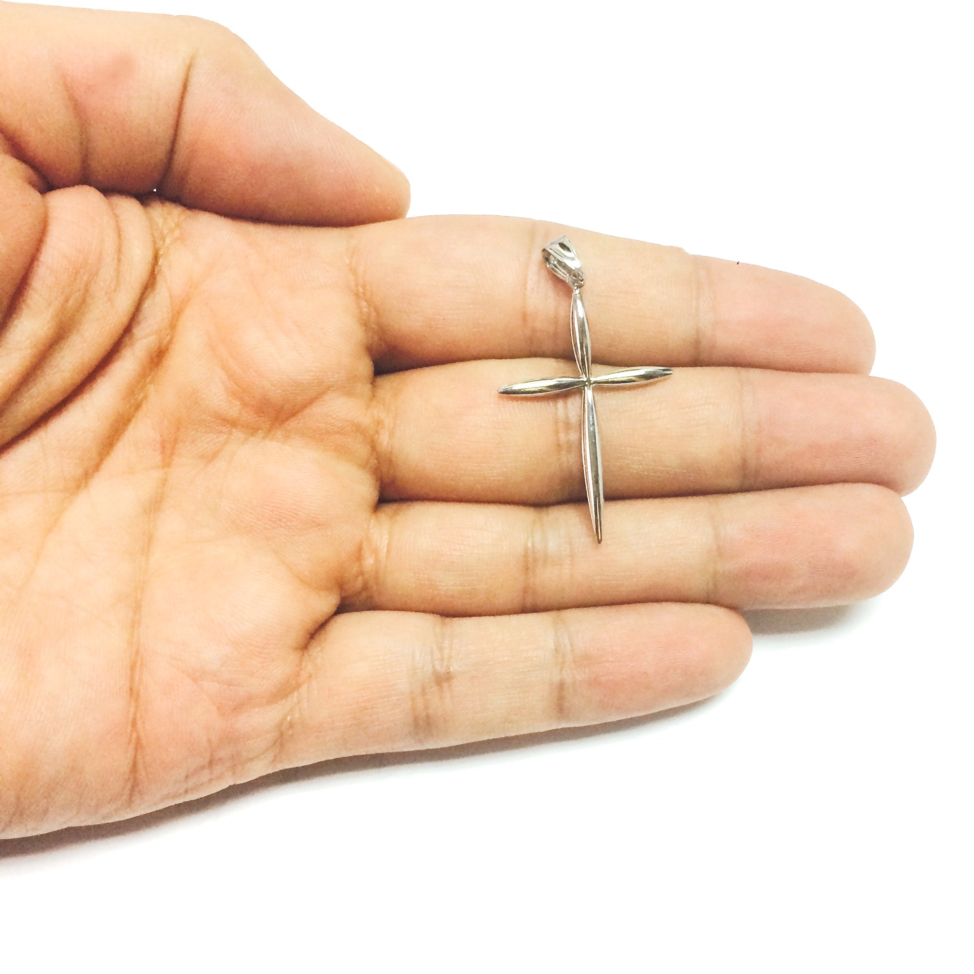 14k White Gold Fancy Cross Pendant 23 x 40 mm