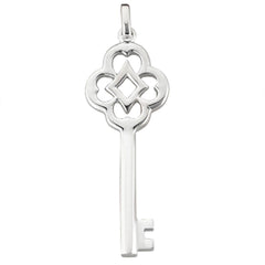 14K White Gold Fancy Vintage Key Pendant