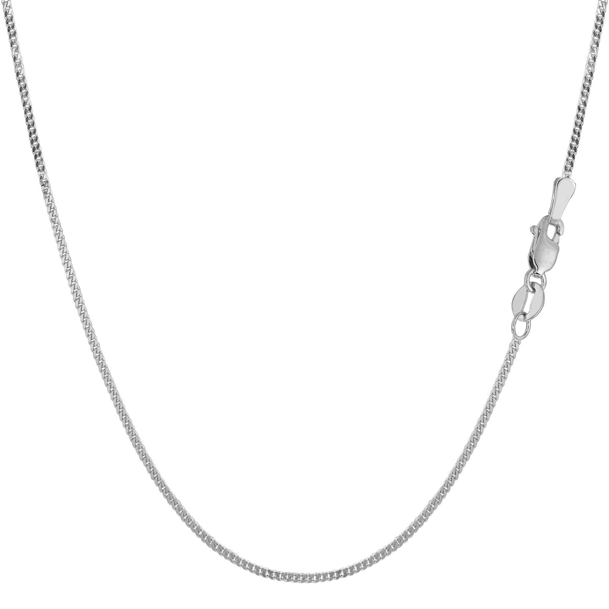 14k White Gold Gourmette Chain Necklace, 1.0mm - JewelryAffairs