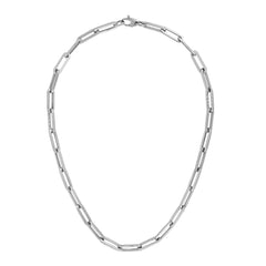 14k White Gold Paperclip Chain Necklace, 6mm - JewelryAffairs