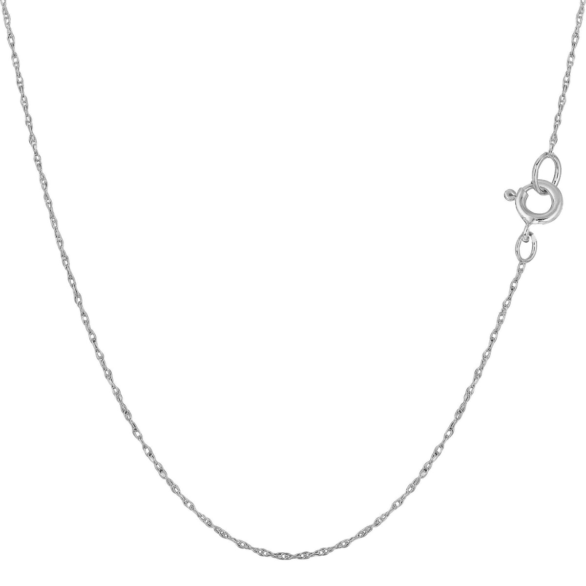 14k White Gold Rope Chain Necklace, 0.4mm - JewelryAffairs