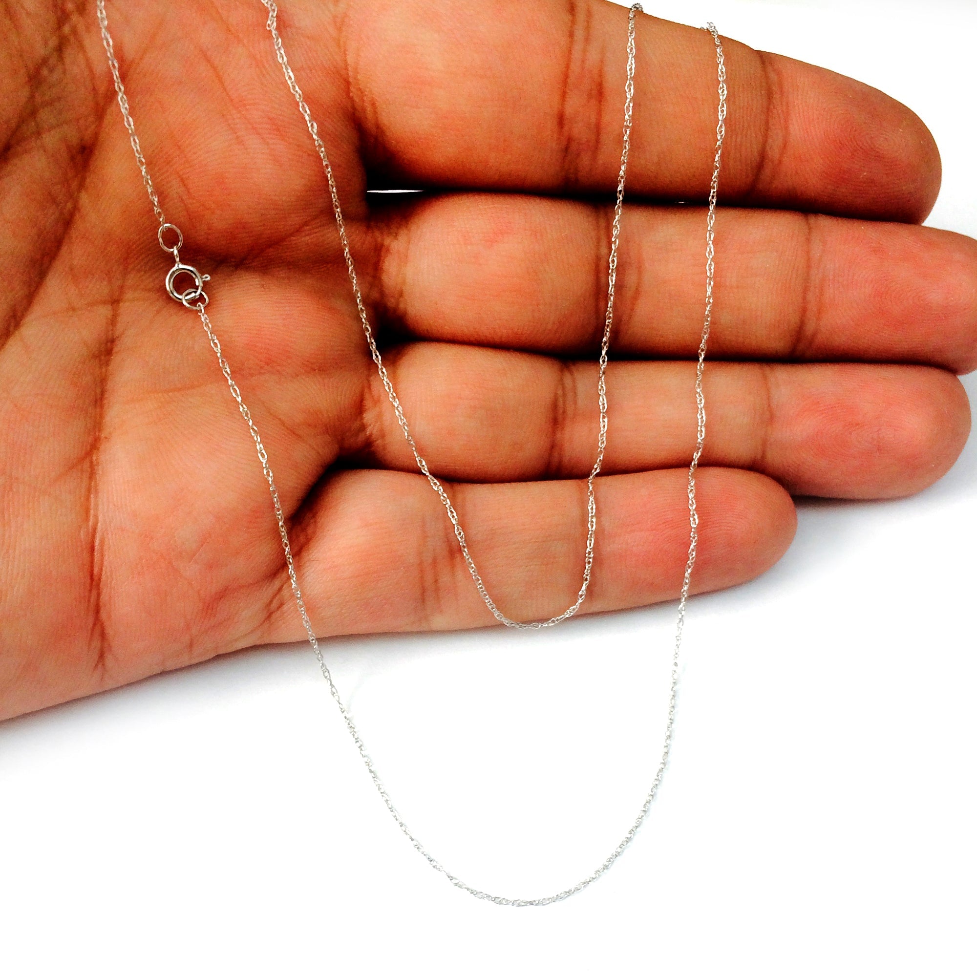 14k White Gold Rope Chain Necklace, 0.5mm - JewelryAffairs