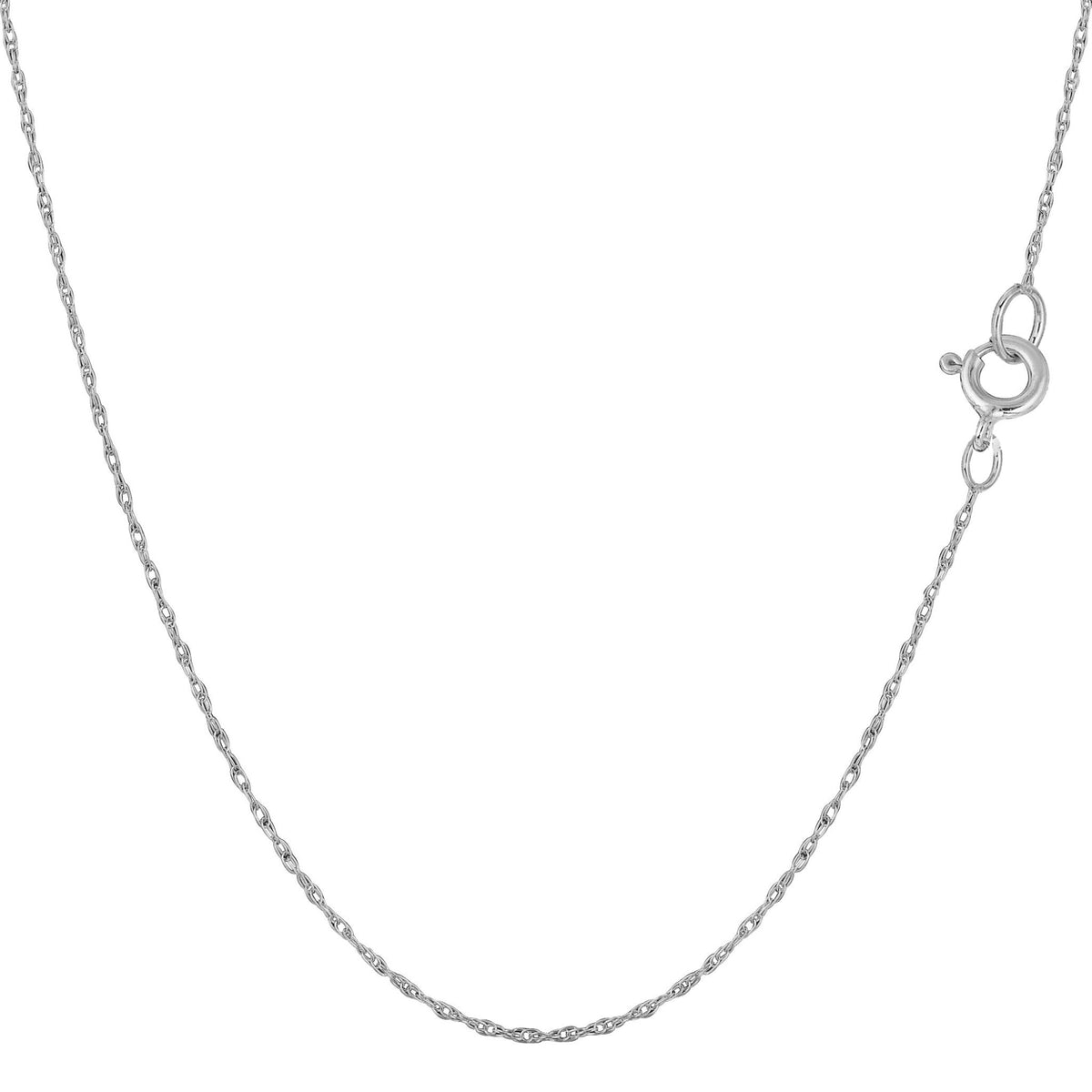 14k White Gold Rope Chain Necklace, 0.5mm - JewelryAffairs