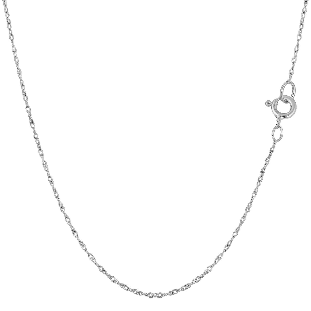 14k White Gold Rope Chain Necklace, 0.6mm - JewelryAffairs