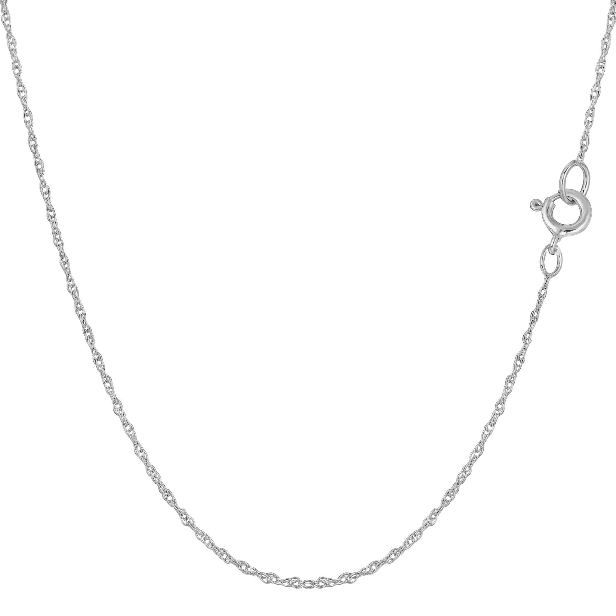 14k White Gold Rope Chain Necklace, 0.7mm - JewelryAffairs