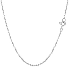 14k White Gold Rope Chain Necklace, 0.9mm - JewelryAffairs
