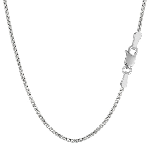 14k White Gold Round Box Chain Necklace, 1.4mm