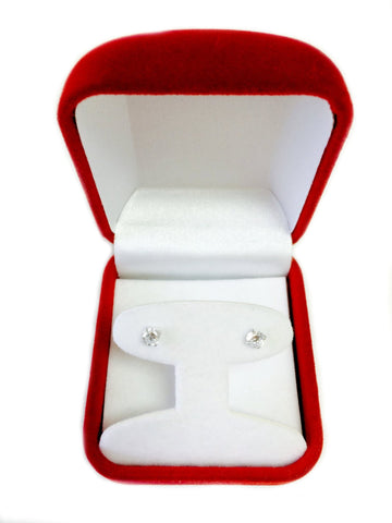 14k White Gold Round Cut White Cubic Zirconia Stud Earrings